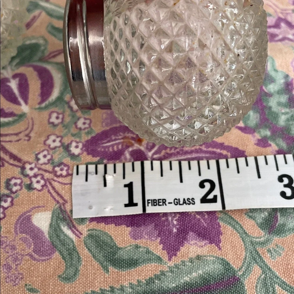 Vintage Grace GlassSalt and Pepper Shakers with a Diamond Pattern